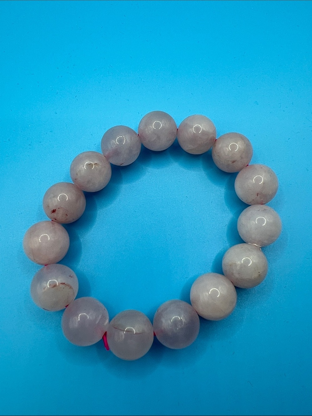 Delicate Rose Quartz Beaded Stretch Bracelet - Soft Pink - 12mm